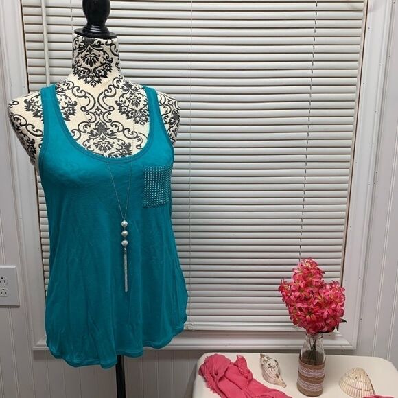 MICHAEL Michael Kors Turquoise Tank Top w/ small pocket S - Picture 1 of 6
